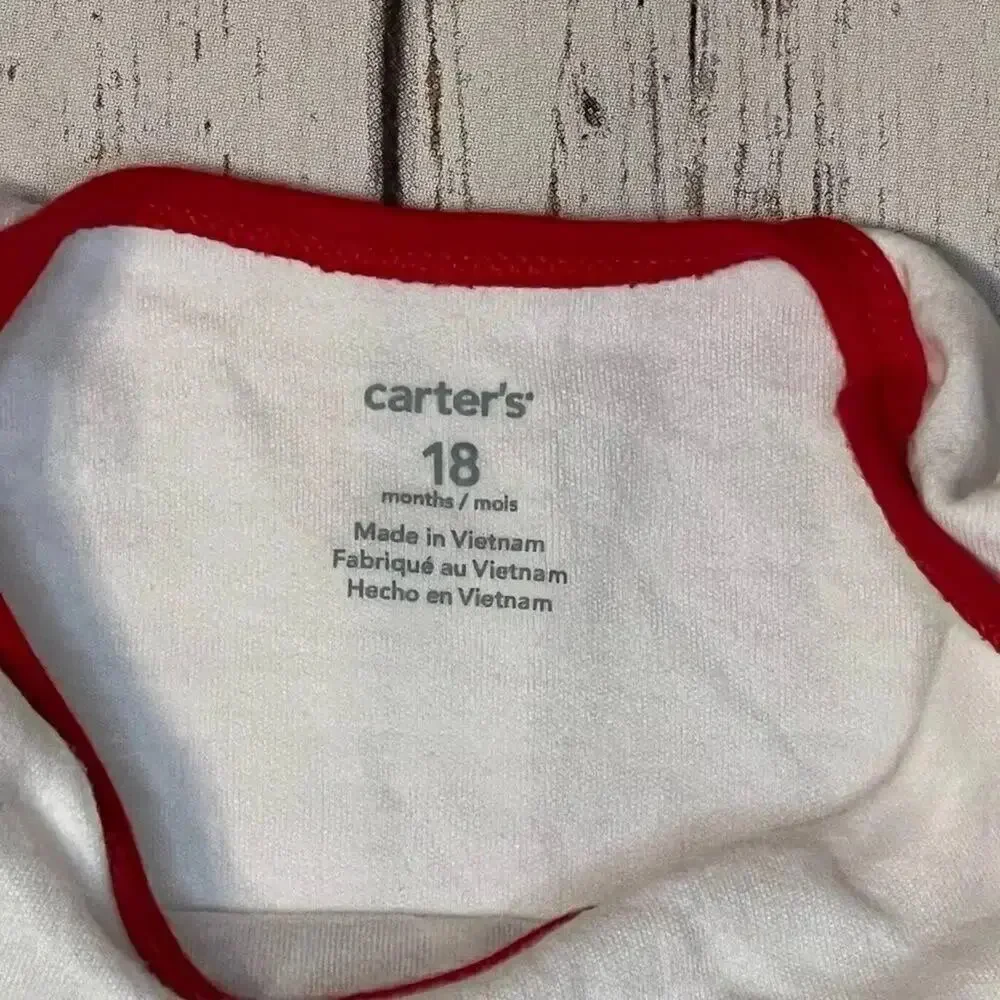 Carter’s Santa long sleeve bodysuit/ Red polka dot nightgown size 18 months